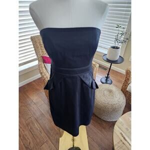 J. Crew Black Ruffle Dress Strapless Cocktail Party Women's Size 4